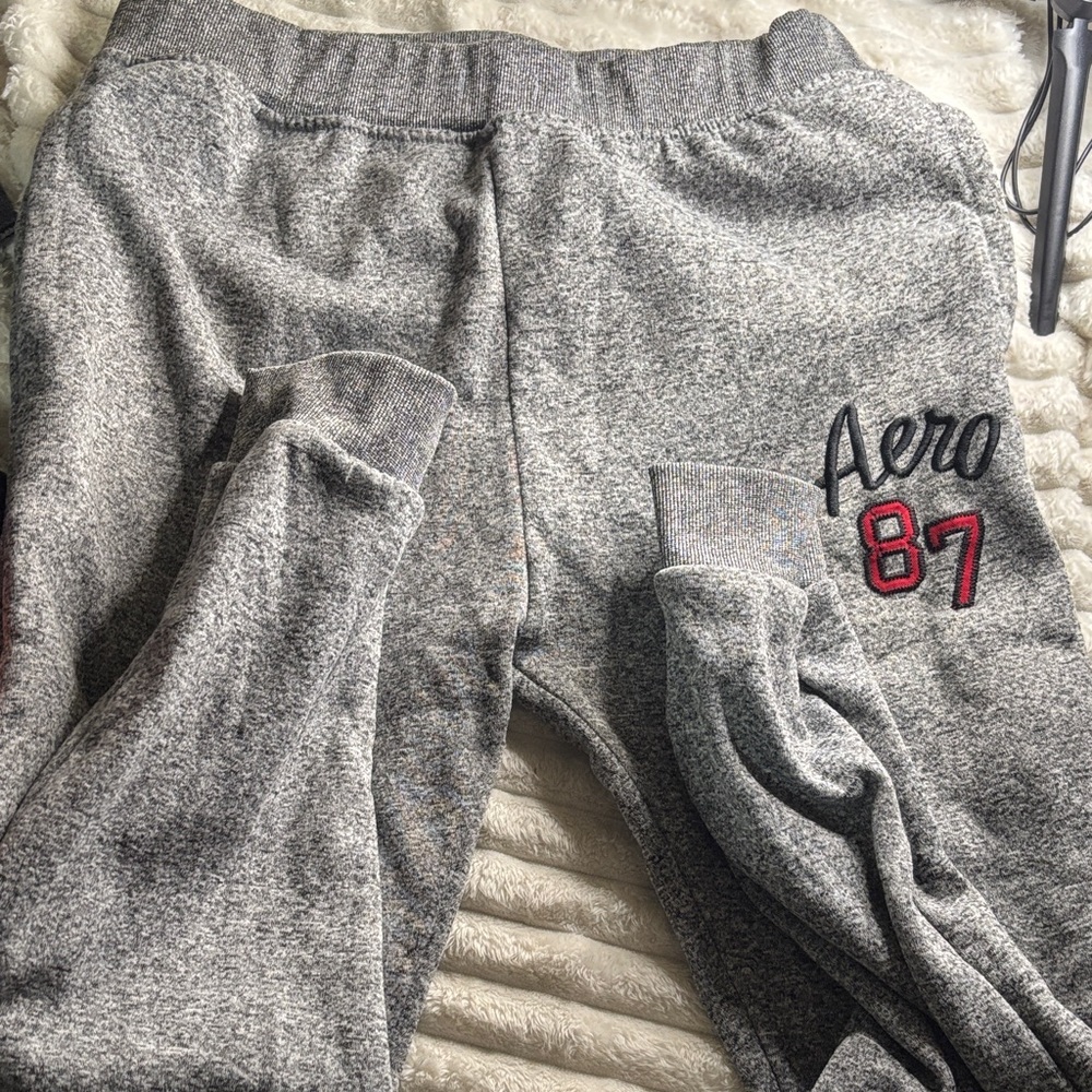 Aeropostale Heather Gray Joggers with Red Detail
